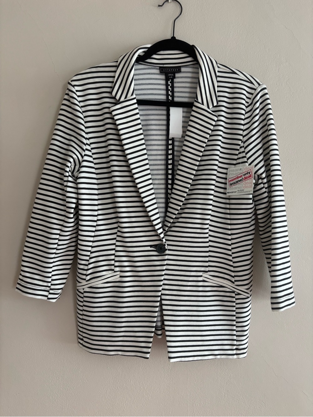 Metaphor Black & White Striped Blazer